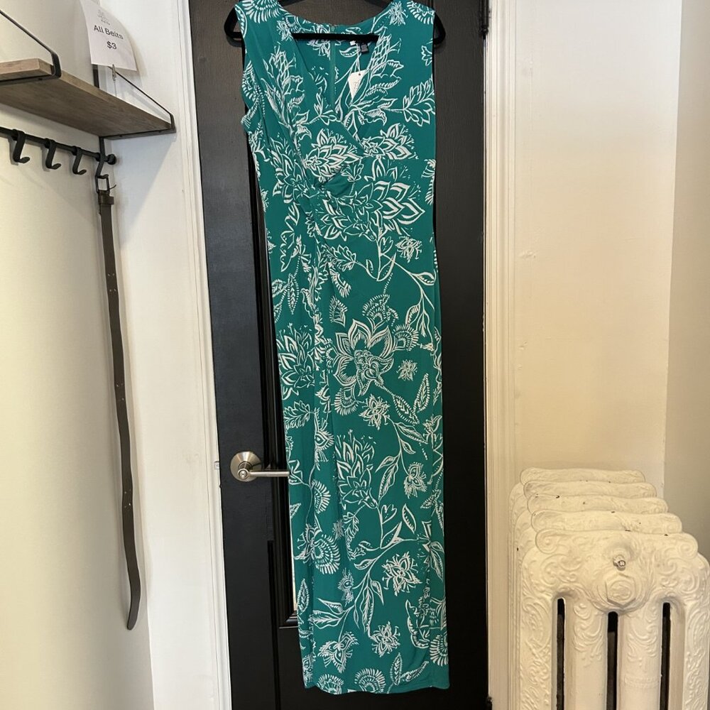 Chaps Dress Teal With White Flowers